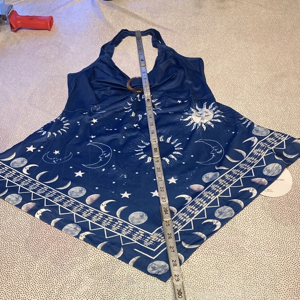 SHEIN VCAY Sun Print Ring Linked Hanky Hem Cami Top size XS NWT - Picture 5 of 15